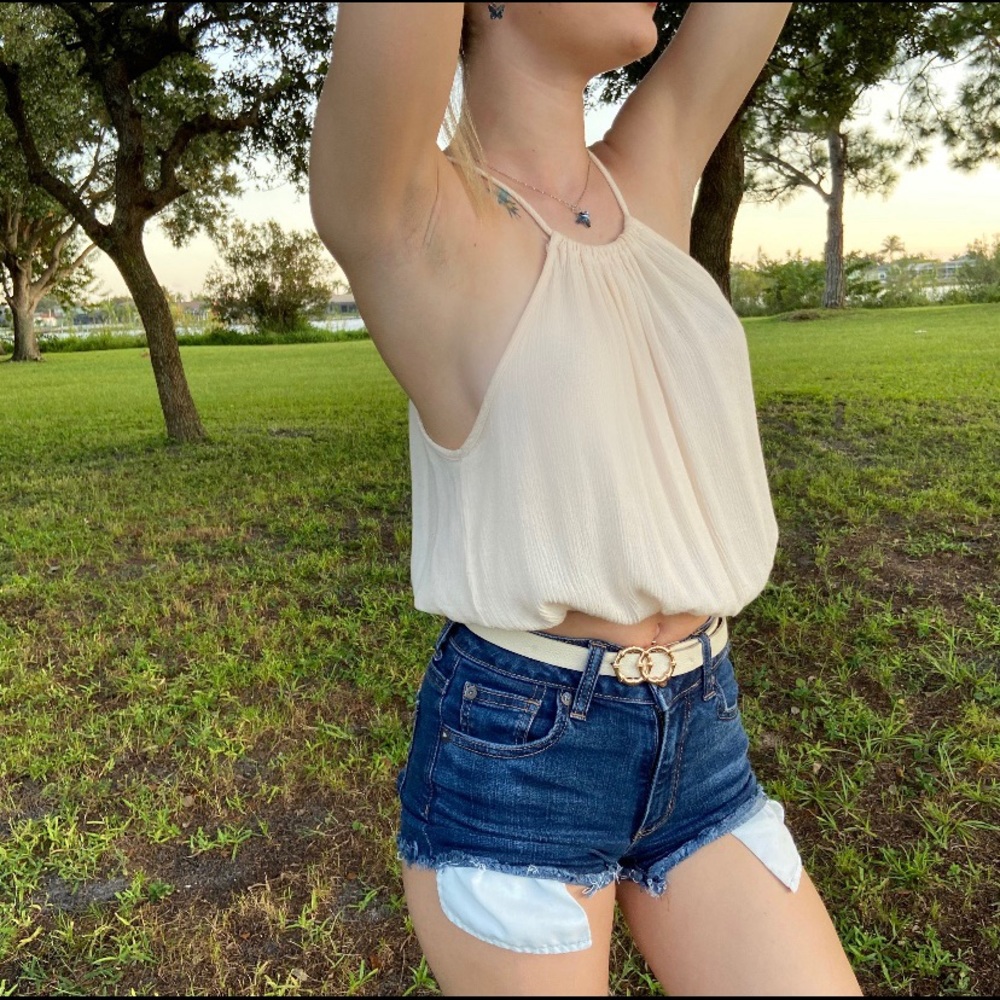 Ambiance Apparel Cream Halter Top